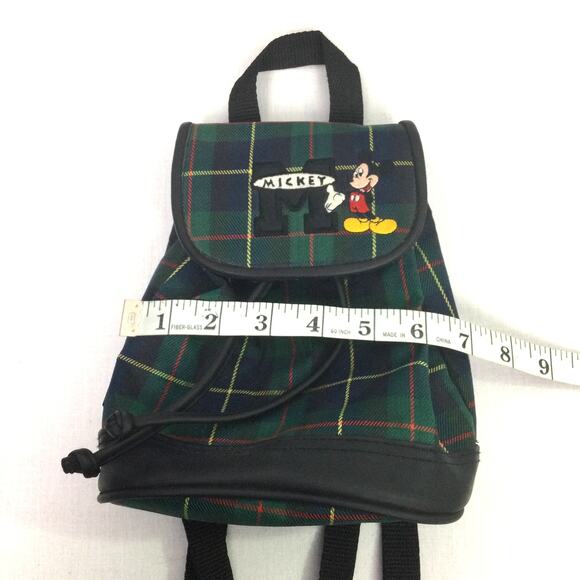 Mickey Unlimited Disney 90s Embroidered Vintage Plaid Flap Cinch Mini Backpack main image 14